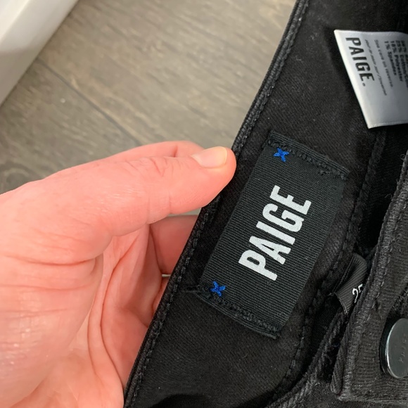 Paige Hoxton Ultra Skinny Jeans Button Fly Black Fog Luxe Coating High Waist - Picture 15 of 15